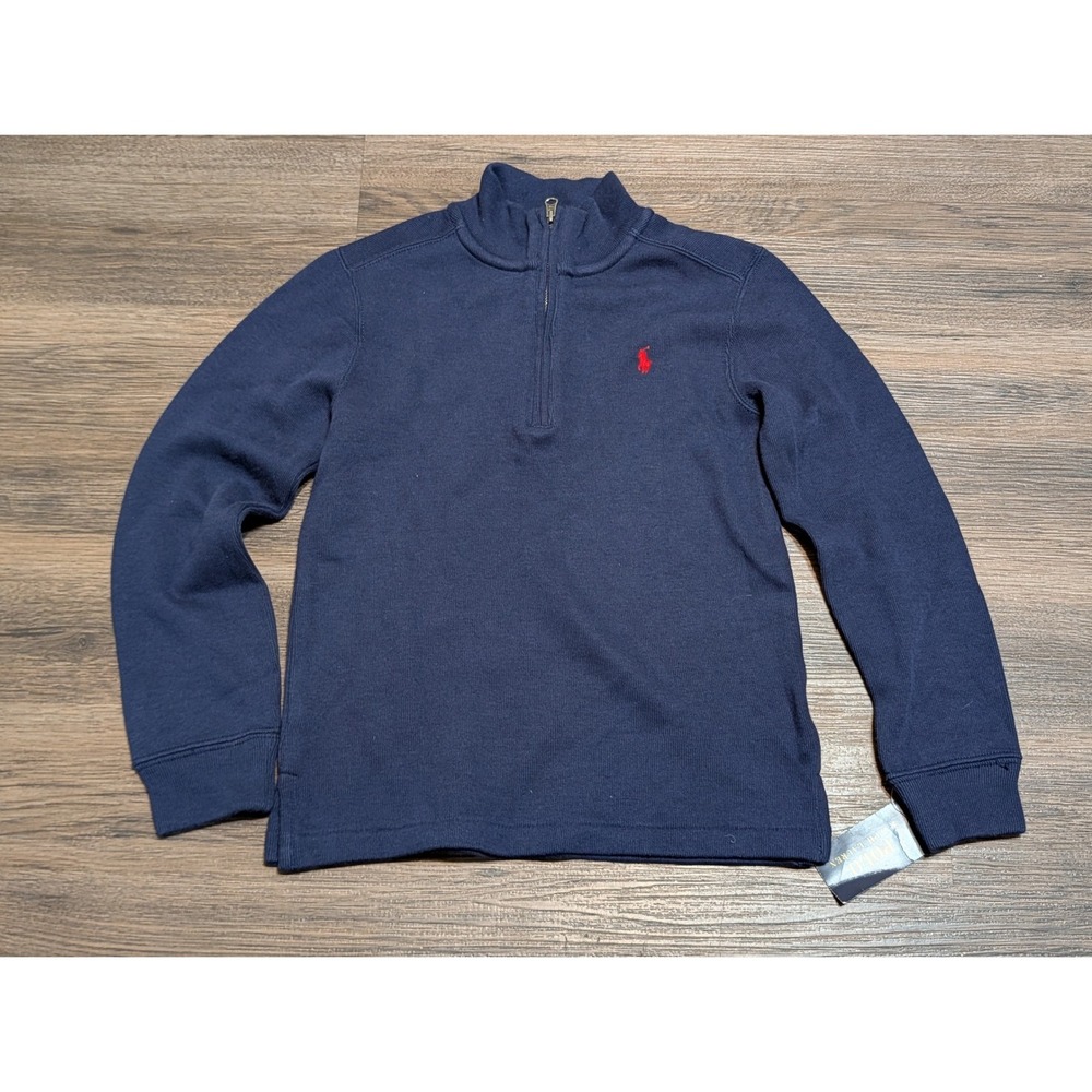 Polo Ralph Lauren Kids French Navy Quarter Zip Pullover Sweater Size 7 New